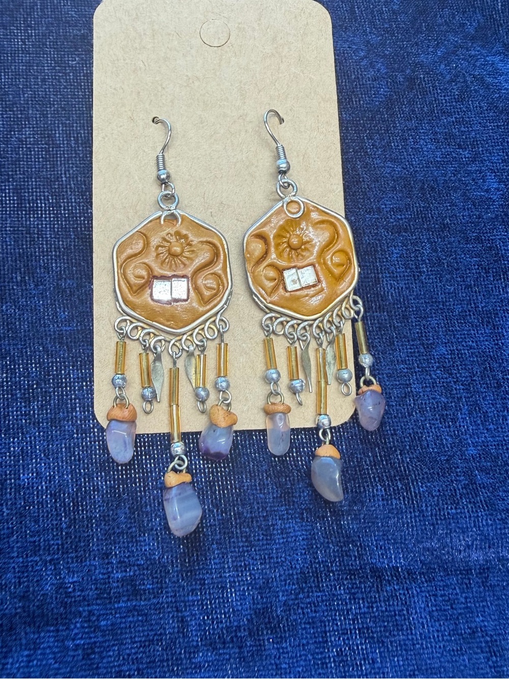 Vintage Handcrafted Artisanal Gemstone Dangle Earrings
